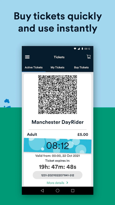 Example of the ticket view in the Stagecoach app